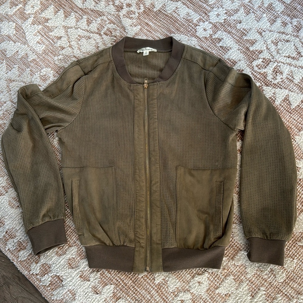 COPY - Alythea Women’s Green Faux Suede Bomber Jacket Zíper Size Medium